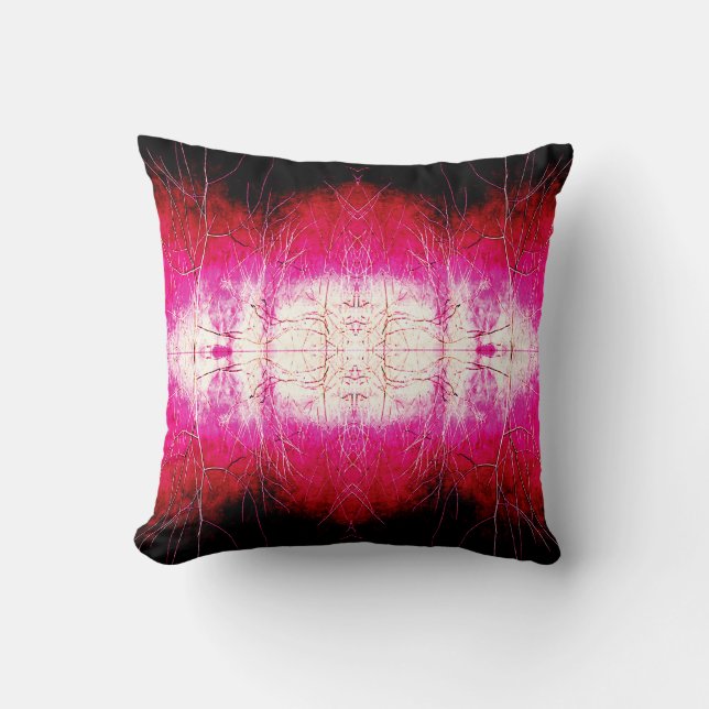 Magenta White Red Black Symmetrical Art Abstrakt Kudde (Framsida)