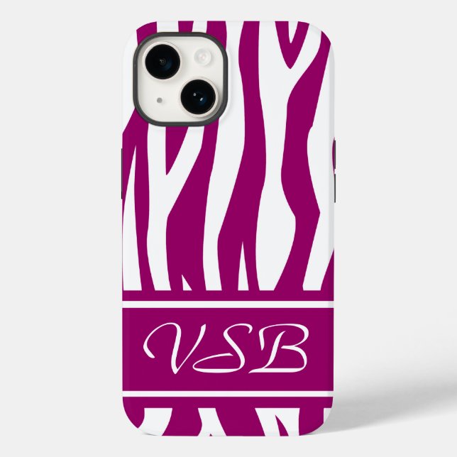 Magenta Zebra tryck med monogram (Baksida)