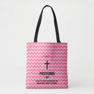 Magenta Zigzag Pattern Bible Verse Christian Tygkasse