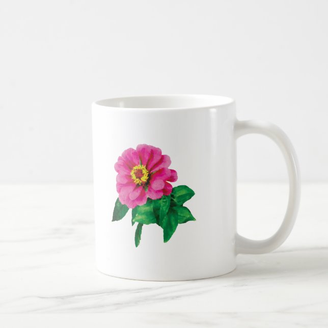 Magenta Zinnia Med Blad Kaffemugg (Höger)