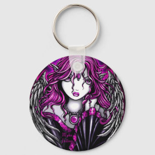 Magentafärgad ängel Keychain Nyckelring