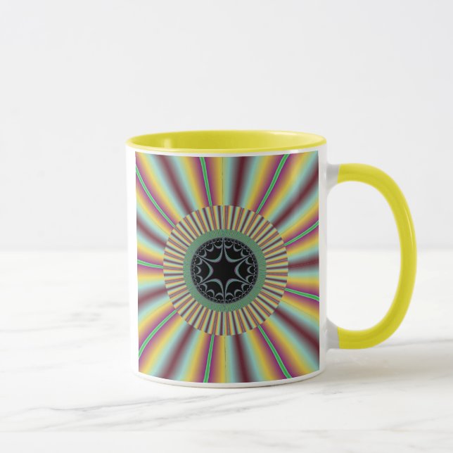 Magentafärgad SunburstFractal för Aqua Mugg (Höger)