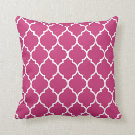 Magentafärgat rosa Quatrefoil mönster Kudde