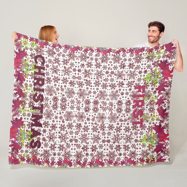 Magentan  för första julvintern Snöflingor färgsta Fleecefilt (På plats)