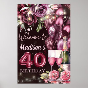 Magentan Luxury Vin 40:e födelsedag Välkomstskylt Poster