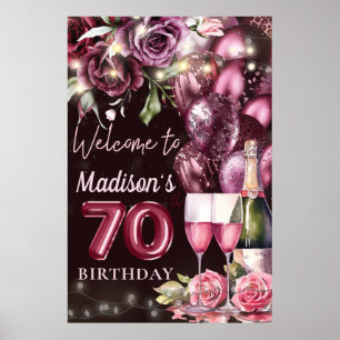 Magentan Luxury Vin 70:e födelsedag Välkomstskylt Poster