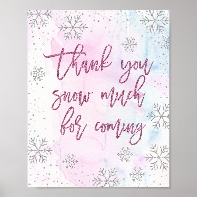 Magentan Tack Mycket snöflake Glitter Poster (Framsidan)