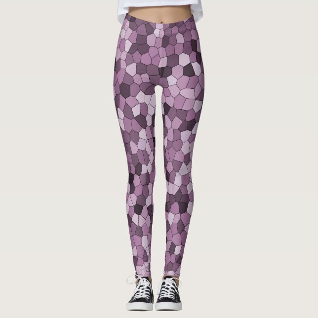 Magentans Lila Rosa Mönster Leggings (Framsida)