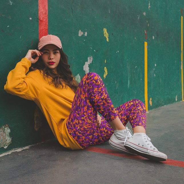 Magentans Orange Bright Höstkamouflage Leggings (Skapare uppladdad)