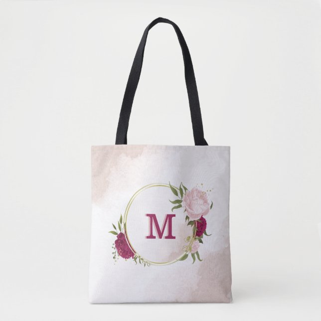 magentans rosa blommigt greenergin tygkasse (Framsida)