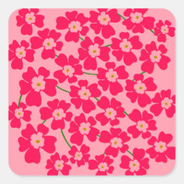 Magentans Rosa Fantasy Flower Power Fyrkantigt Klistermärke