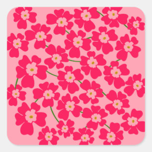 Magentans Rosa Fantasy Flower Power Fyrkantigt Klistermärke