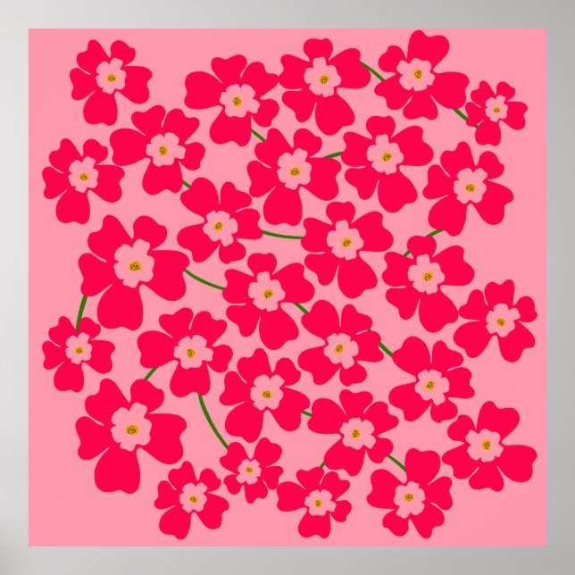 Magentans Rosa Fantasy Flower Power Poster (Framsidan)