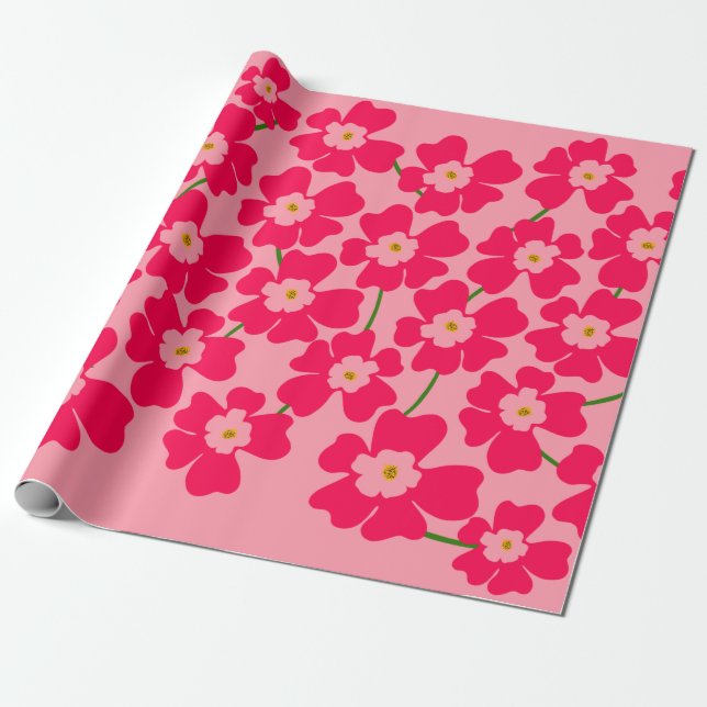 Magentans Rosa Fantasy Flower Power Presentpapper (Utrullad)