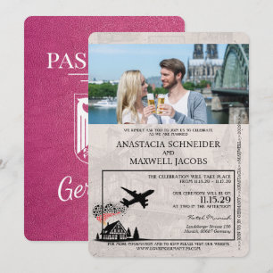 Magentans Rosa Tyskland inbjudan till Passport Wed