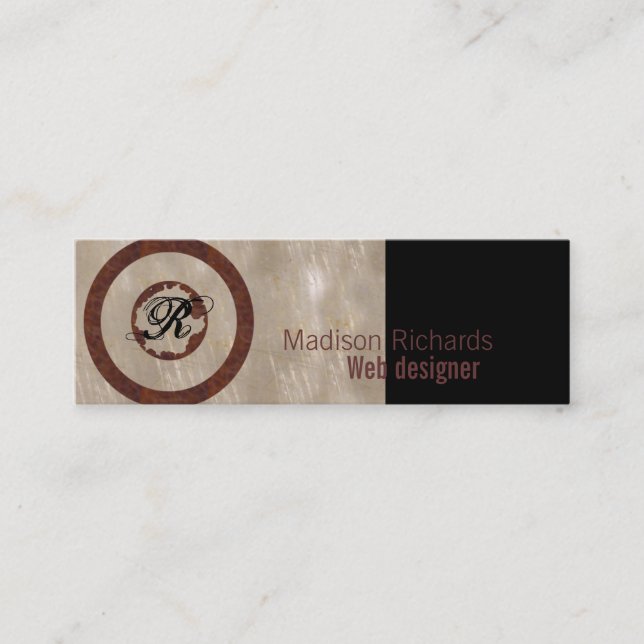 Mager metall för Monogram Mini Visitkort (Framsida)