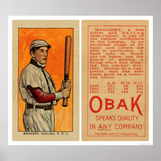 Maggert Oakland Baseball 1911 Poster (Framsidan)