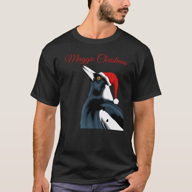 Maggie Christmas Magpie Christmas Art2 T Shirt (Framsida)