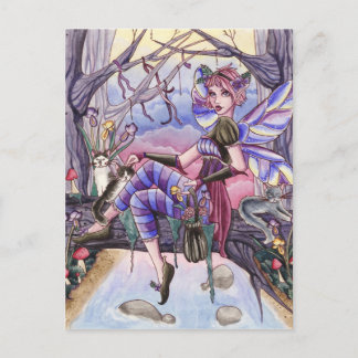 Maggie - Fairy and Cat Postcard Vykort