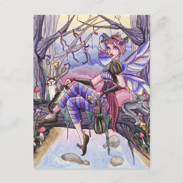 Maggie - Fairy and Cat Postcard Vykort (Framsida)