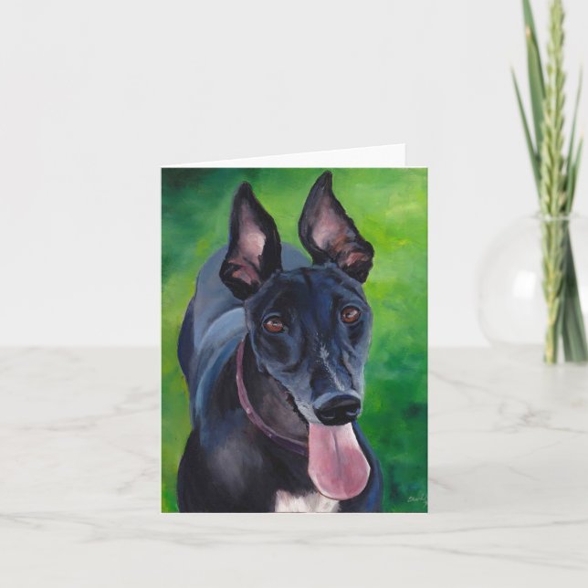 Maggie, Greyhound Hund Art Note Card Kort (Framsida)