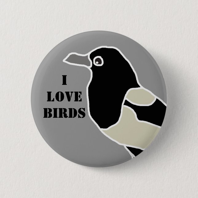 Maggie magpie-/Ilove birds Knapp (Framsida)