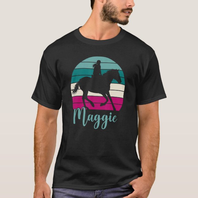 Maggie Namn Equestrian Maggie Horse Girl T Shirt (Framsida)