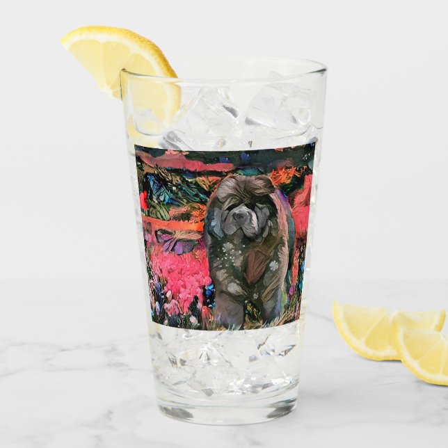 MAGGIE:s chow 16 oz glasdesign framtill och baktil Glaskopp (Framsida Ice)