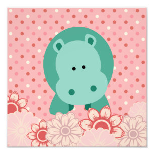 Maggie's Menagerie Nursery Prints:BubbleMint Hippo Fototryck