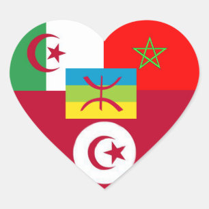 maghreb förenade hjärtformat klistermärke