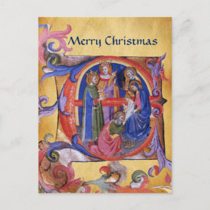 MAGI CHRISTMAS PARCHMENT Red Gem Helg Vykort