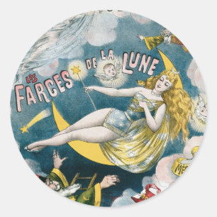 Magi för vintage för trollkarl för Melies ~ age Runt Klistermärke