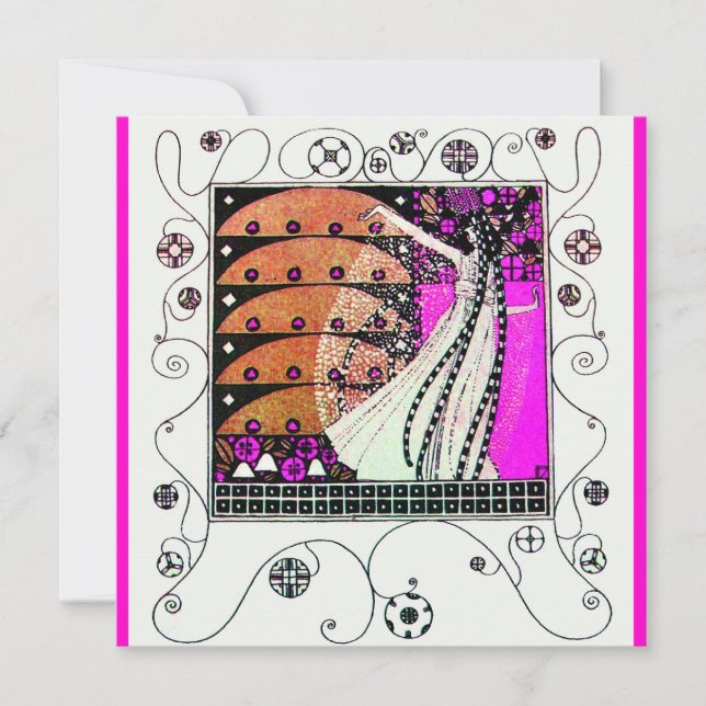 MAGI I VÅREN ljus violett vit brun Inbjudningar (Framsida)