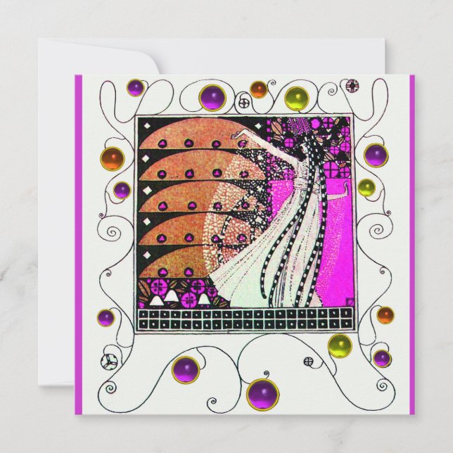 MAGI PÅ VÅREN lila svart brun Inbjudningar (Framsida)