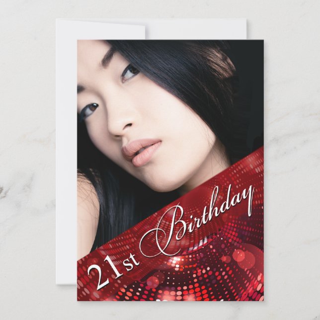 Magi tänder den 21st röda födelsedagflickan för inbjudningar (Framsida)