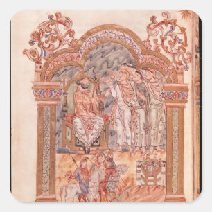 Magi Visiting Kung Herod Fyrkantigt Klistermärke