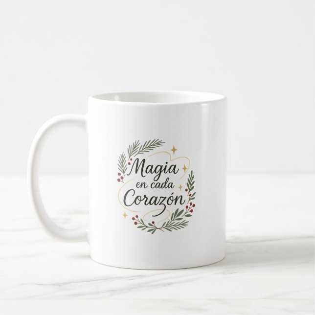 ✨ Magia en Cada Corazón – Caligrafía Navideña  Kaffemugg (Vänster)