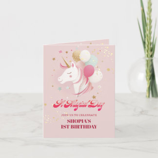 Magic 1st Birthday Unicorn Inbjudan