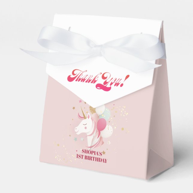 Magic 1st Birthday Unicorn Presentaskar (Framsidan Sidan)