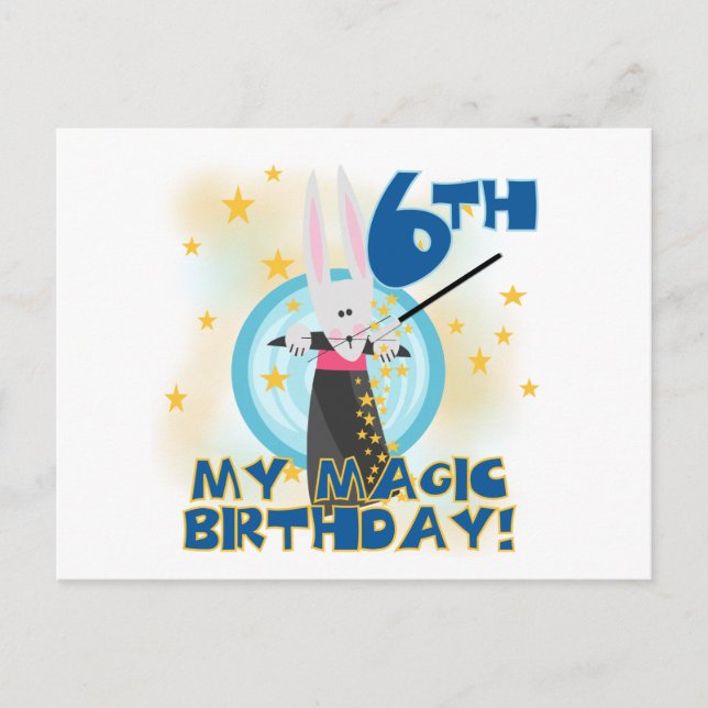 Magic 6e Birthday Tshirts and Gifts Vykort (Framsida)