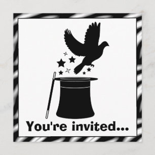 Magic Act: Dove, Hat and Stars Birthday Inbjudningar