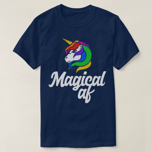 Magic AF Magic Unicorn Retro Rinbow T s Shirt (Design framsida)