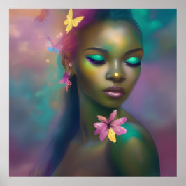 Magic African Rainbow Butterfly Girl 3 Poster