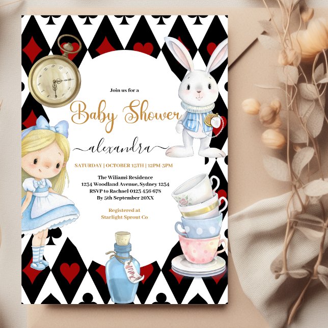 Magic Alice i Wonderland Baby Shower Inbjudningar (Skapare uppladdad)