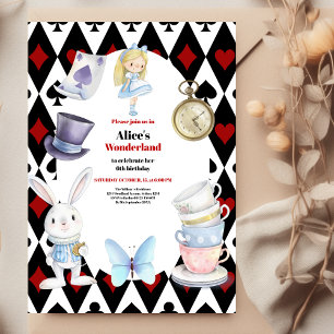 Magic Alice i Wonderland Birthday Inbjudningar