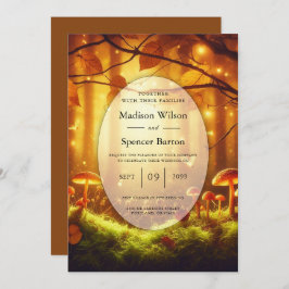 Magic Amber Forest Fairytale Bröllop Inbjudningar