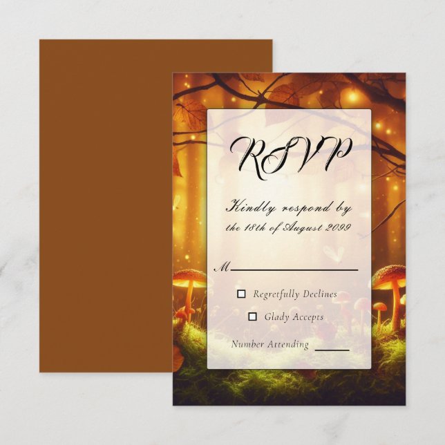 Magic Amber Forest Fairytale Bröllop OSA Kort (Fram/baksida)