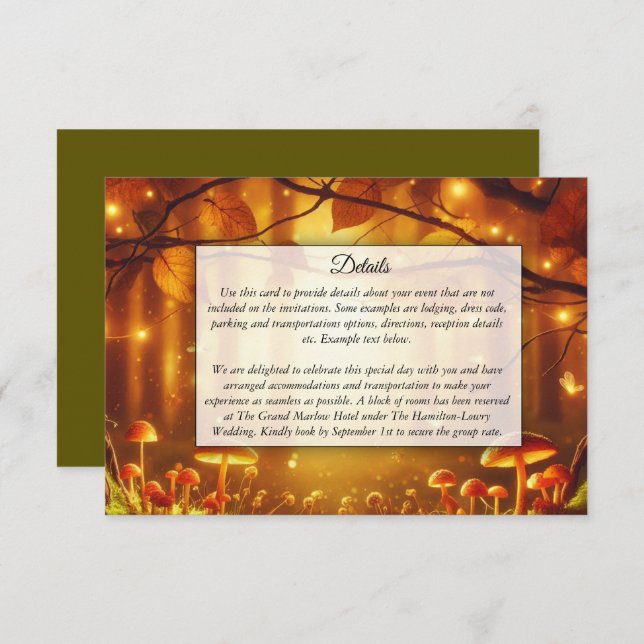 Magic Amber Forest Fairytale Bröllop Tilläggskort (Fram/baksida)