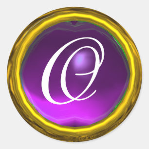 MAGIC AMETHYST MONOGRAM, stark, levande lila Runt Klistermärke