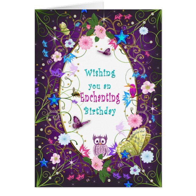Magic and Enchanting Birthday, Female Hälsningskort (Framsidan)